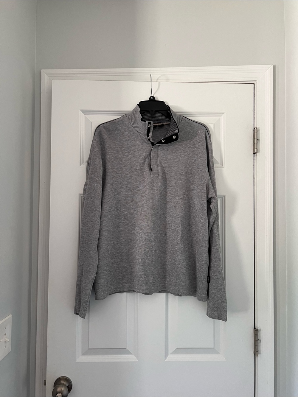 Hugo Boss Men Gray Regular Fit 1/4 Quarter Zip Pullover Sweater Sweatshirt XL